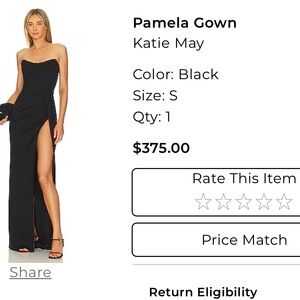 Katie May Black Strapless Floral Evening Gown